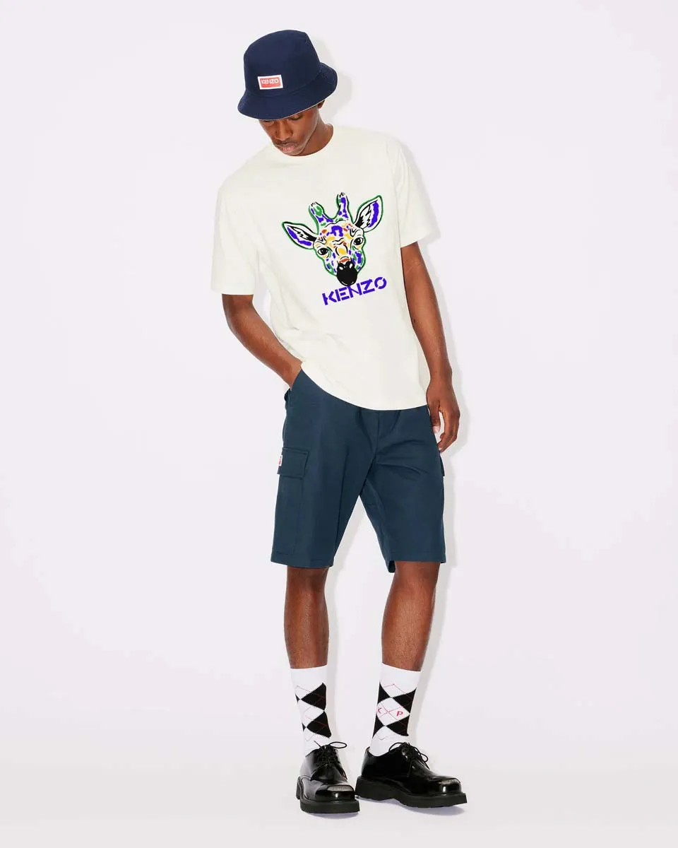 KENZO Giraffe printed cotton T-shirt Color: Black White Apricot Size: M L XL XXL Three standards available Style number: K 80